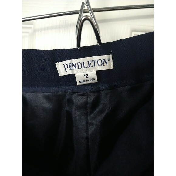 Pendleton Woman 12 Navy Blue Trouser Pants Lined 100 Virgin Wool USA Formal Prof - Picture 8 of 11